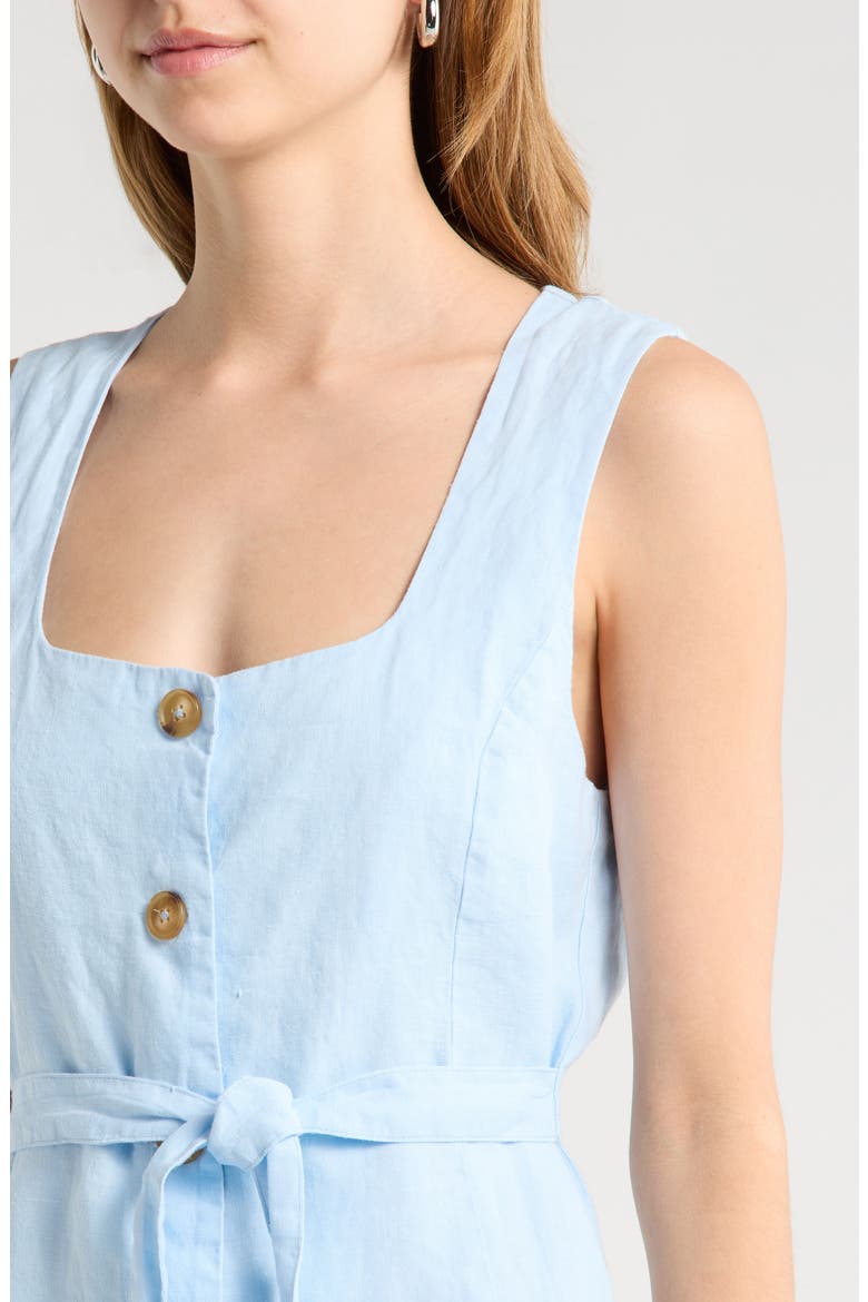 sleeveless shift dress of pale blue linen quite fitted L'Agence Ellis Tank Top Dress In Pale Mist Blue