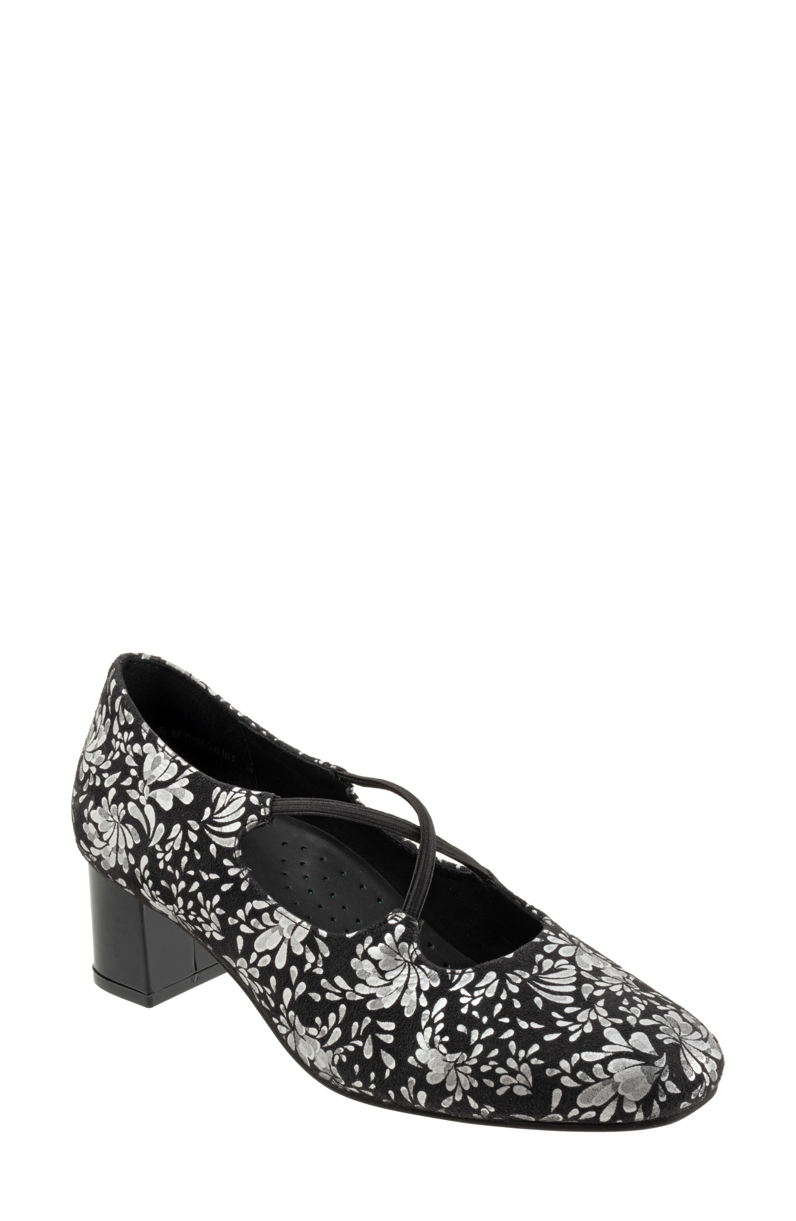Trotters Demi Pump, Main, color, Black Floral