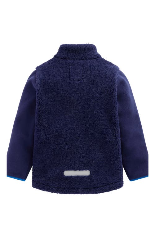 Mini Boden Kids' Colorblock Windproof Fleece Zip-up Jacket In Blue