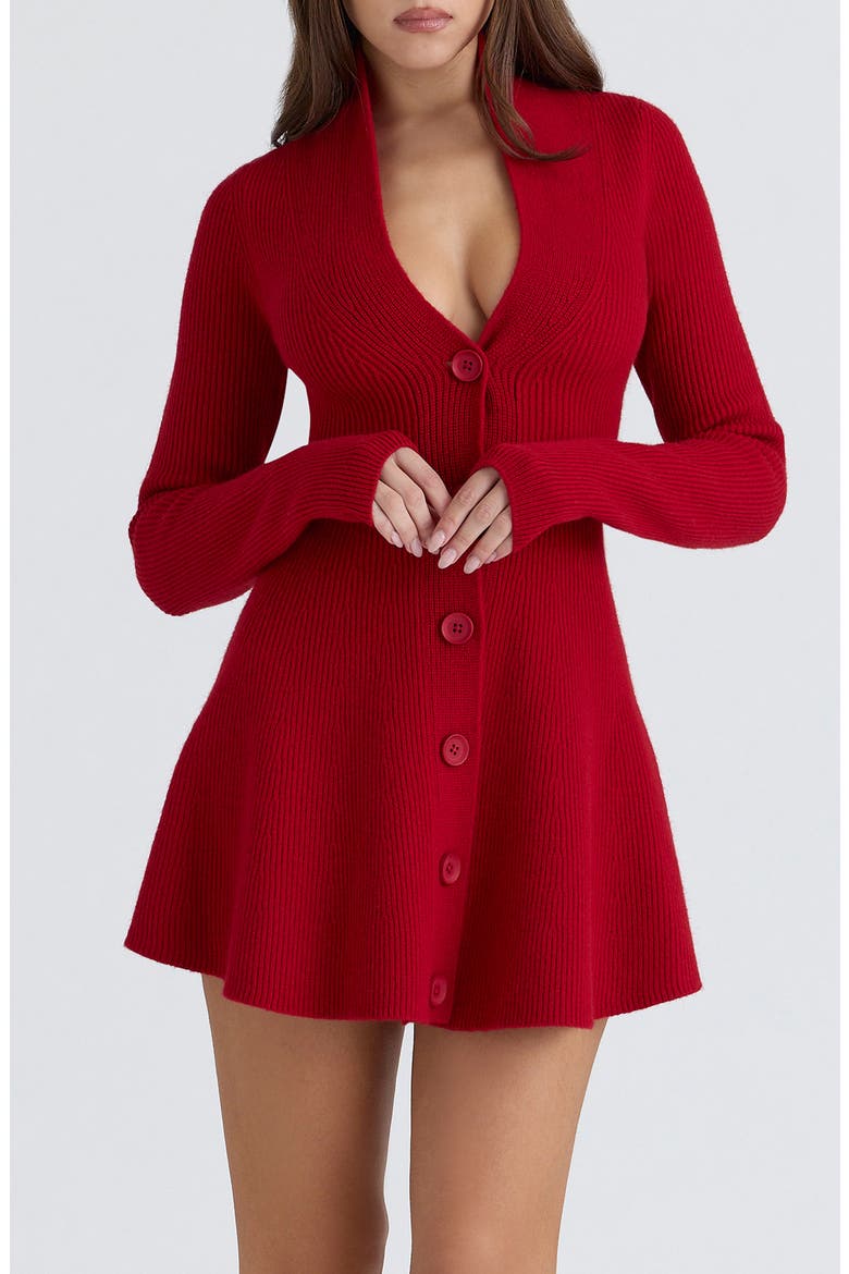 Aubrey Long Sleeve Wool Blend Sweater Minidress, Alternate, color, RED