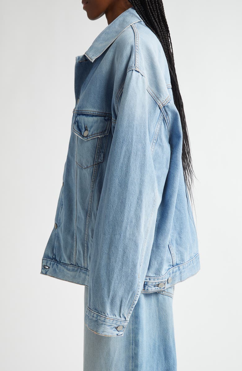 Acne Studios Distressed Relaxed Fit Denim Jacket, Alternate, color, Light Blue 228