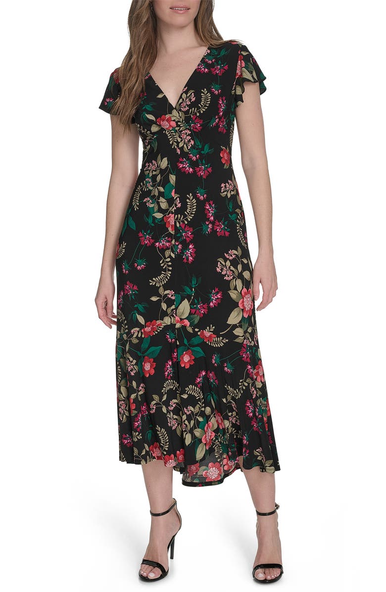 Tommy Hilfiger Flutter Sleeve Jersey Midi Dress, Main, color,