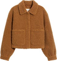 Lucky Brand Patch Pocket Faux Fur Crop Jacket
