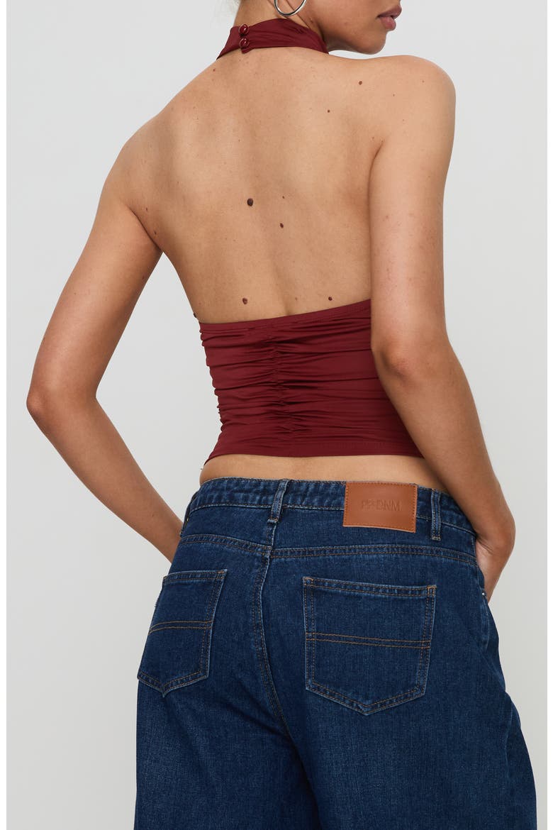 Giggle Cowl Neck Halter Top, Alternate, color, BURGUNDY