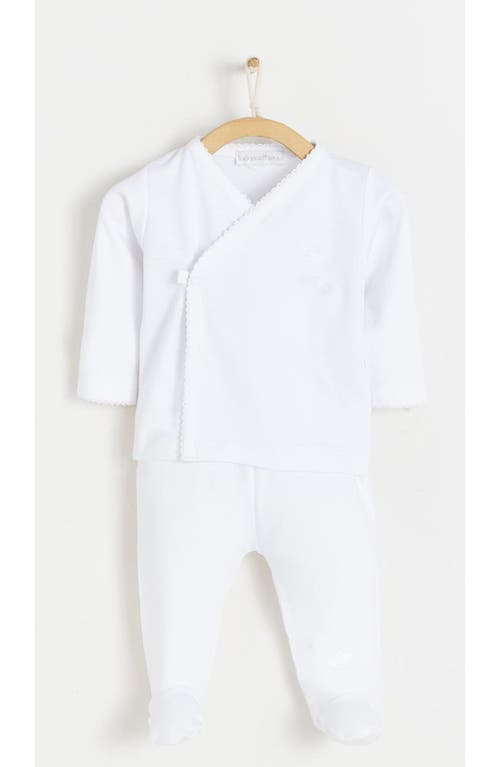 Shop Babycottons Logo Kimono & Pants Set In White