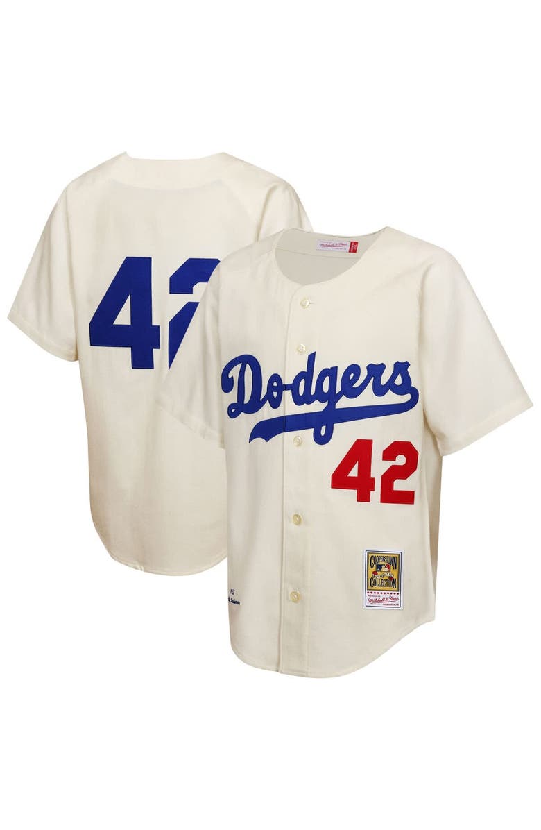 Mitchell & Ness Youth Mitchell & Ness Jackie Robinson Cream Brooklyn Dodgers 1955 Authentic Jersey, Main, color, Cream