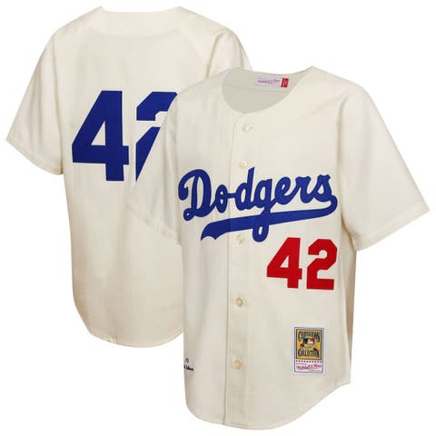 Youth Mitchell & Ness Jackie Robinson Cream Brooklyn Dodgers 1955 Authentic Jersey