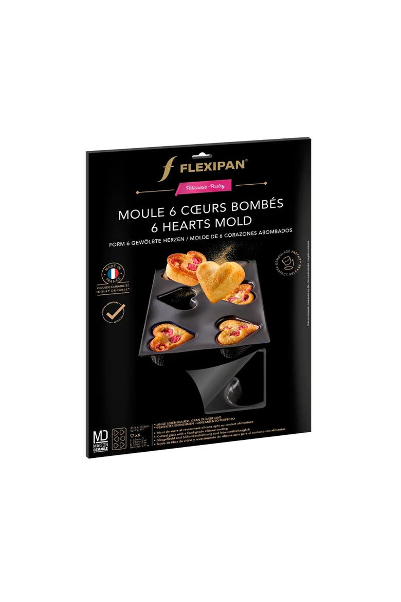 Flexipan 6 Heart Mold, Alternate, color, Black