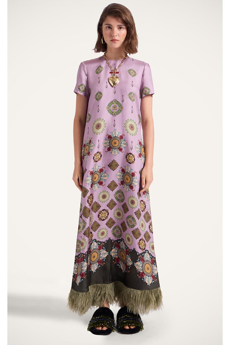 Swing Dress With Feathers, Main, color, Nucleus Placée Dusty Pink