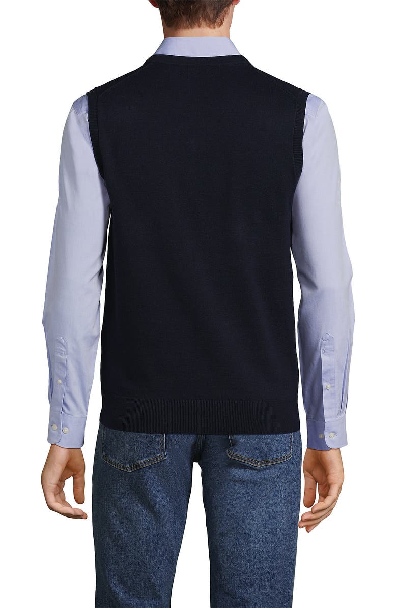 Lands' End Fine Gauge Cotton Vest, Alternate, color, Radiant Navy