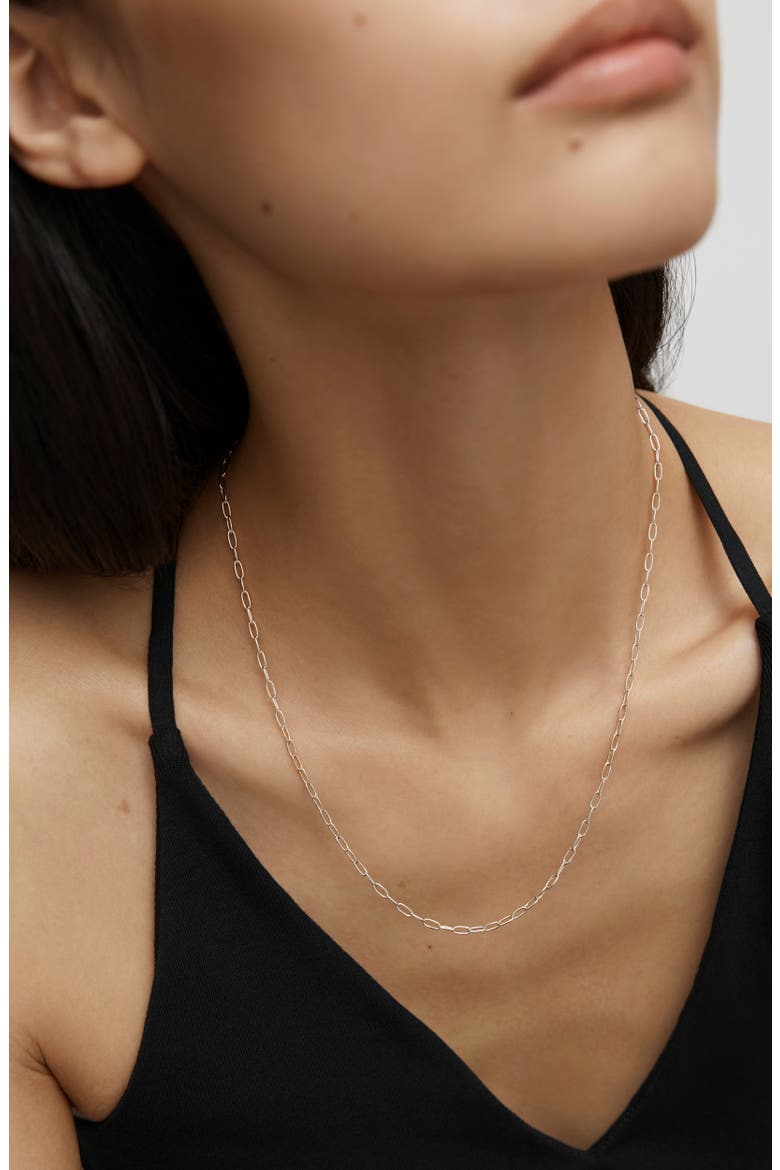 Textured Chain Link Necklace, Alternate, color, STERLING SILVER
