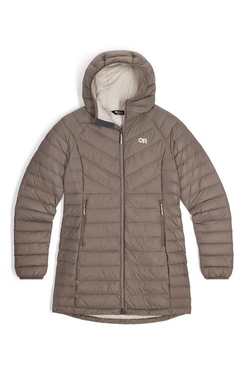 Outdoor Research Transcendent Water Resistant 800 Fill Power Down Coat In Brown