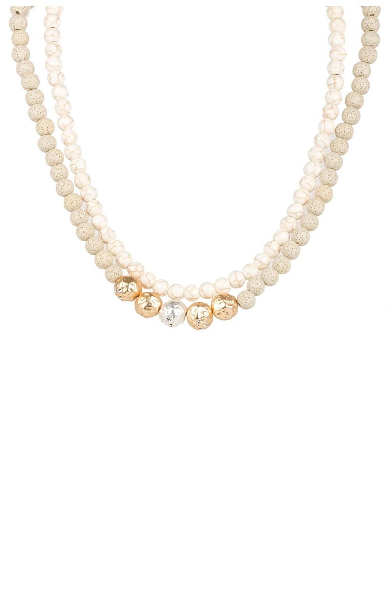 SAACHI Dohara Natural Stone Beaded Double Strand Necklace, Alternate, color, Cream