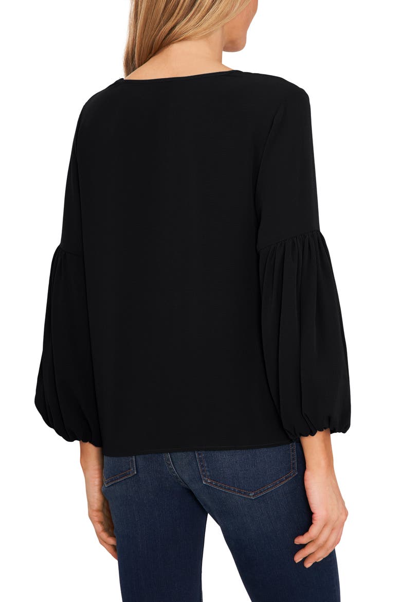 Balloon Sleeve Crepe Blouse, Alternate, color, RICH BLACK