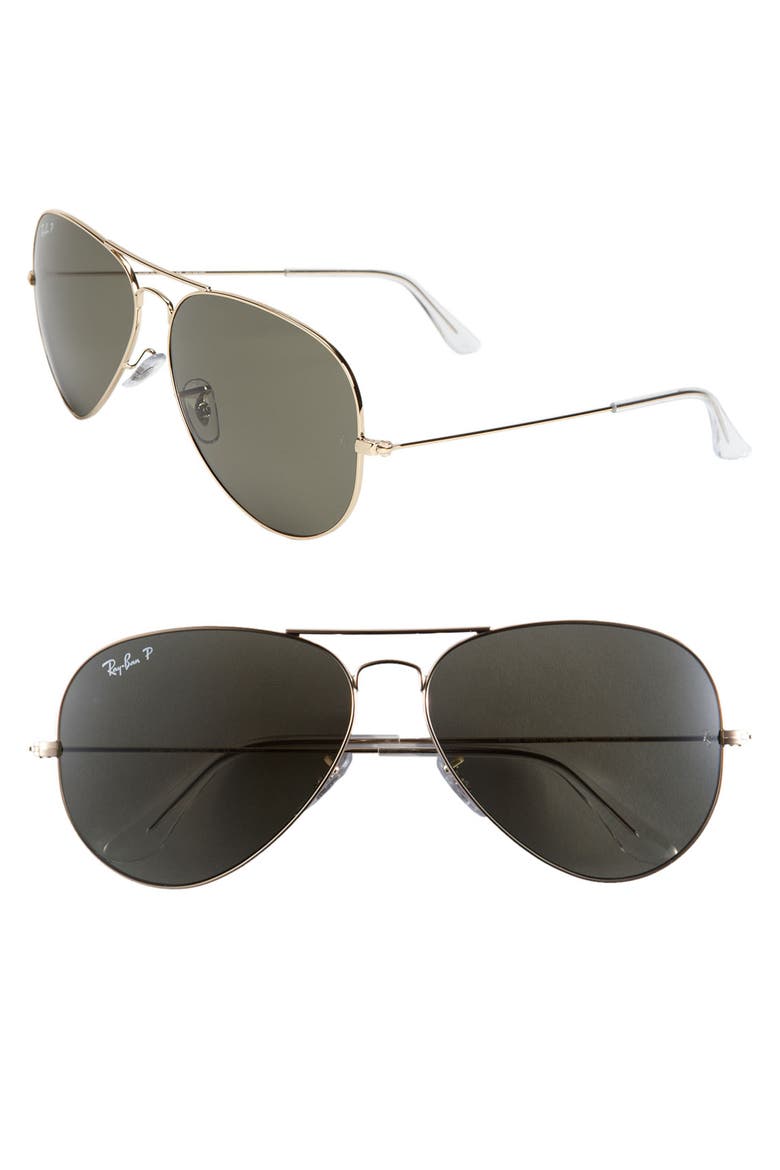 Aviator 55mm Sunglasses, Main, color, SMALL GOLD POLARIZED
