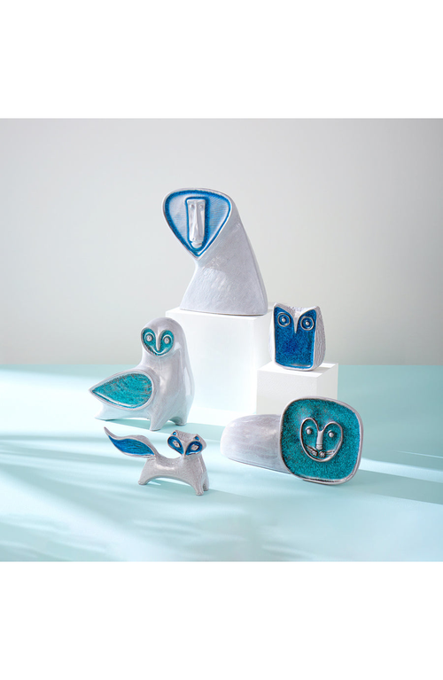 Jonathan Adler Glass Menagerie Screech Owl Sculpture In Blue/white