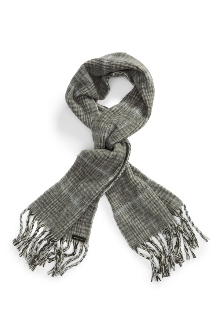 Plaid Brushed Wool Blanket Scarf, Alternate, color, BLACK/ GREY