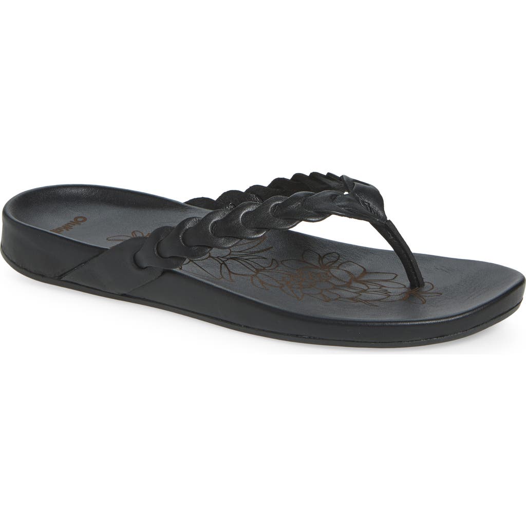 Olukai Lei Leather Flip Flop In Brown