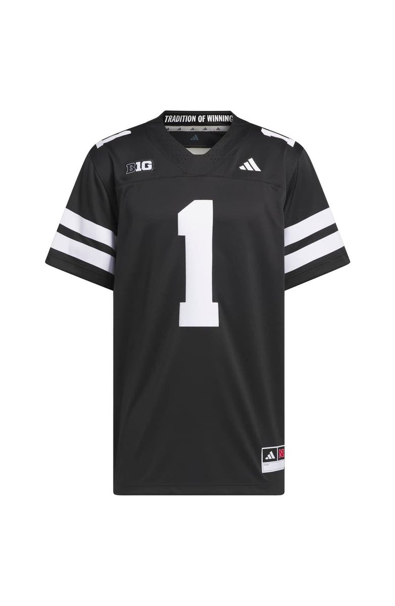 adidas Men's adidas #1 Black Nebraska Huskers Alternate Premier Jersey, Main, color, 