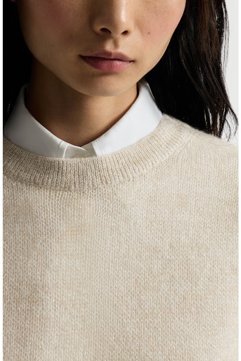 Sparkling mohair and wool T-shirt, Alternate, color, Ivory