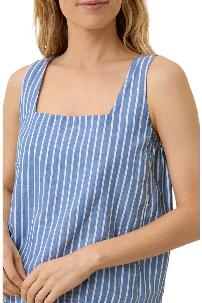 Canopy Linen Square Neck Tank Made with Organic Cotton, Alternate, color, Bondi Stripe