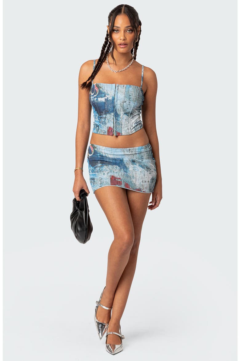 Love Letter Mesh Corset Top, Alternate, color, BLUE