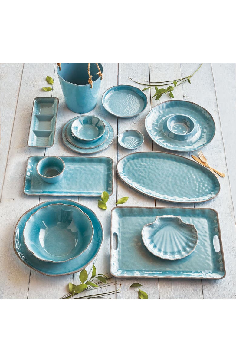 tag Veranda Aqua Melamine Serving Tray Dishwasher Safe Spring, Alternate, color, Blue