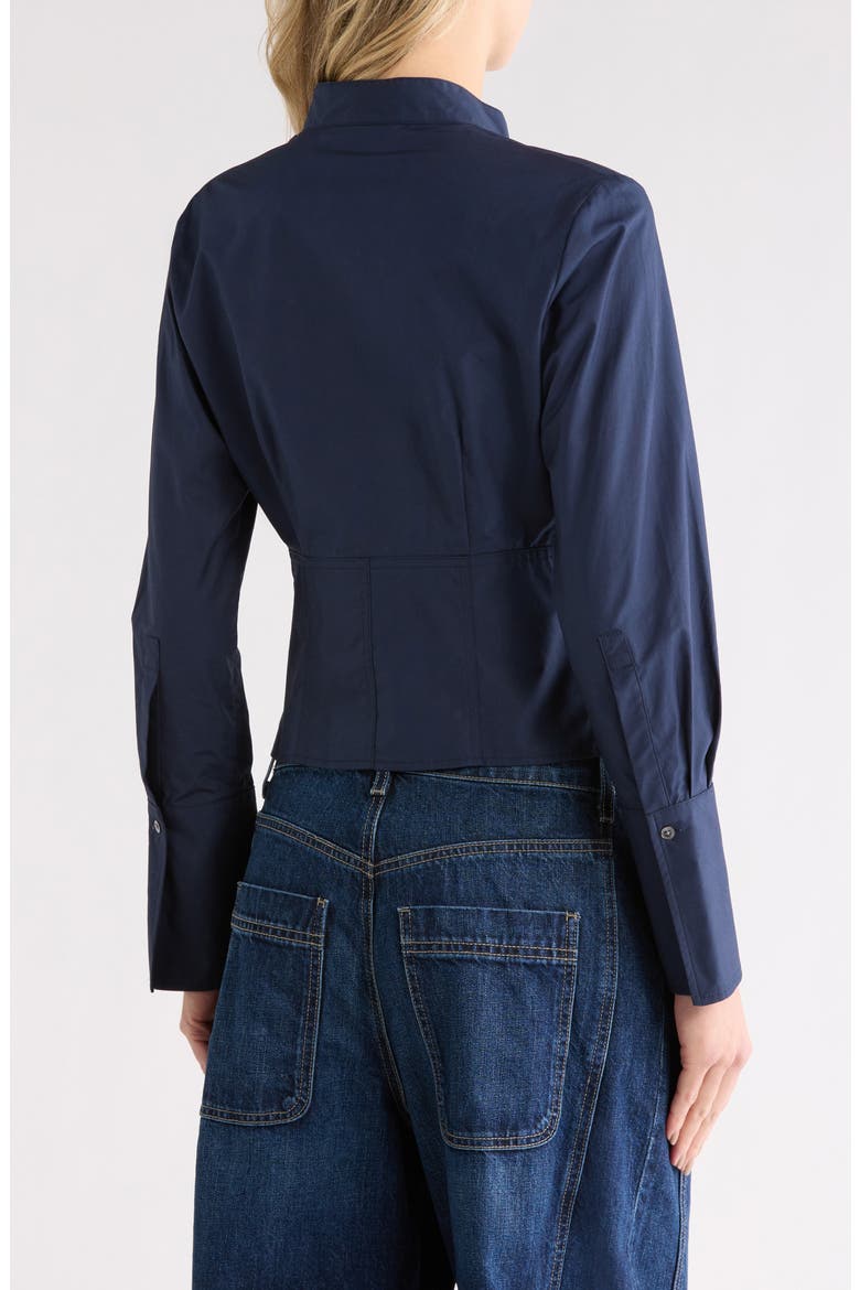Fifis Tie Neck Button-Up Shirt, Alternate, color, MIDNIGHT