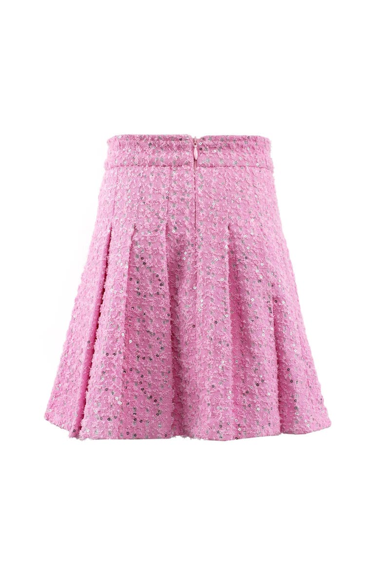 Lola + The Boys Denim Sparkle Pleated Skirt, Main, color, Pink