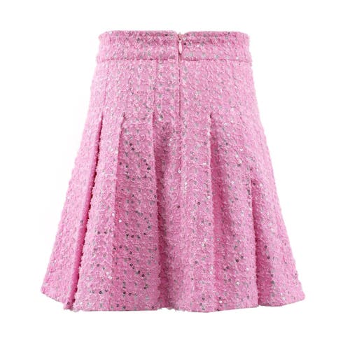 Lola + The Boys Denim Sparkle Pleated Skirt In Pink