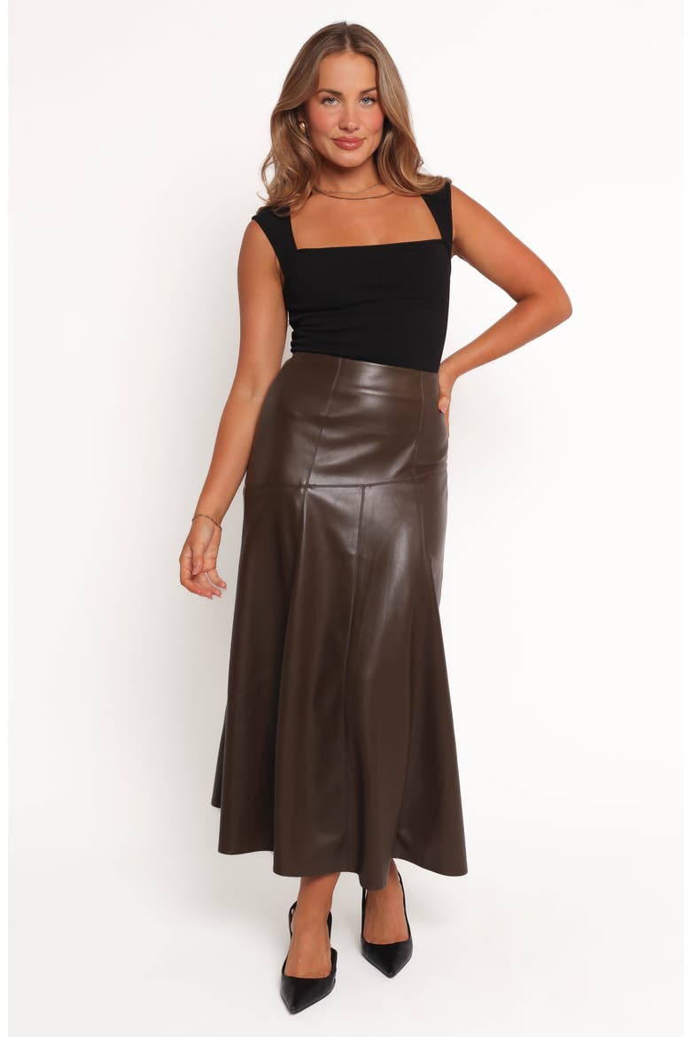 Haelee Faux Leather Maxi Skirt, Alternate, color, BROWN