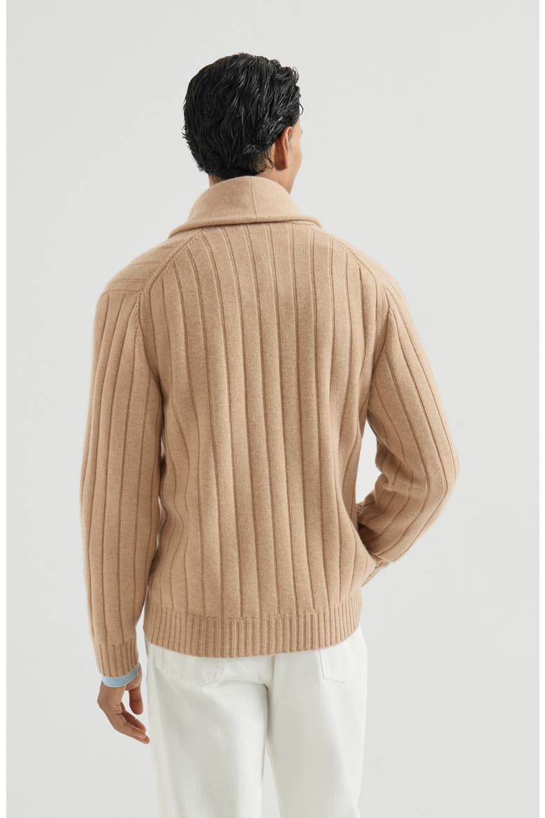 Cashmere ribbed cardigan, Alternate, color, Camel