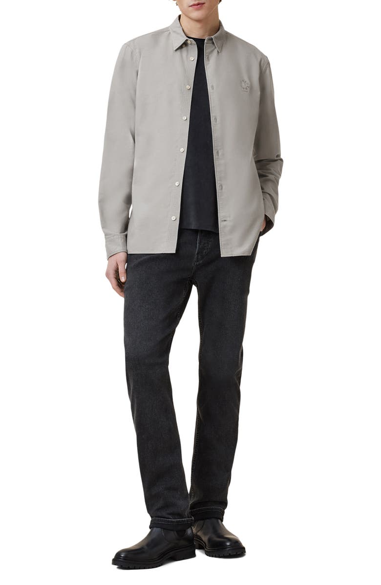 AllSaints Haven Solid Cotton Button-Up Shirt, Alternate, color, 
