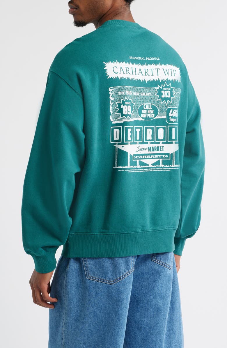 Carhartt Work In Progress Catalogue Cotton Sweatshirt, Alternate, color, Rainforest / White