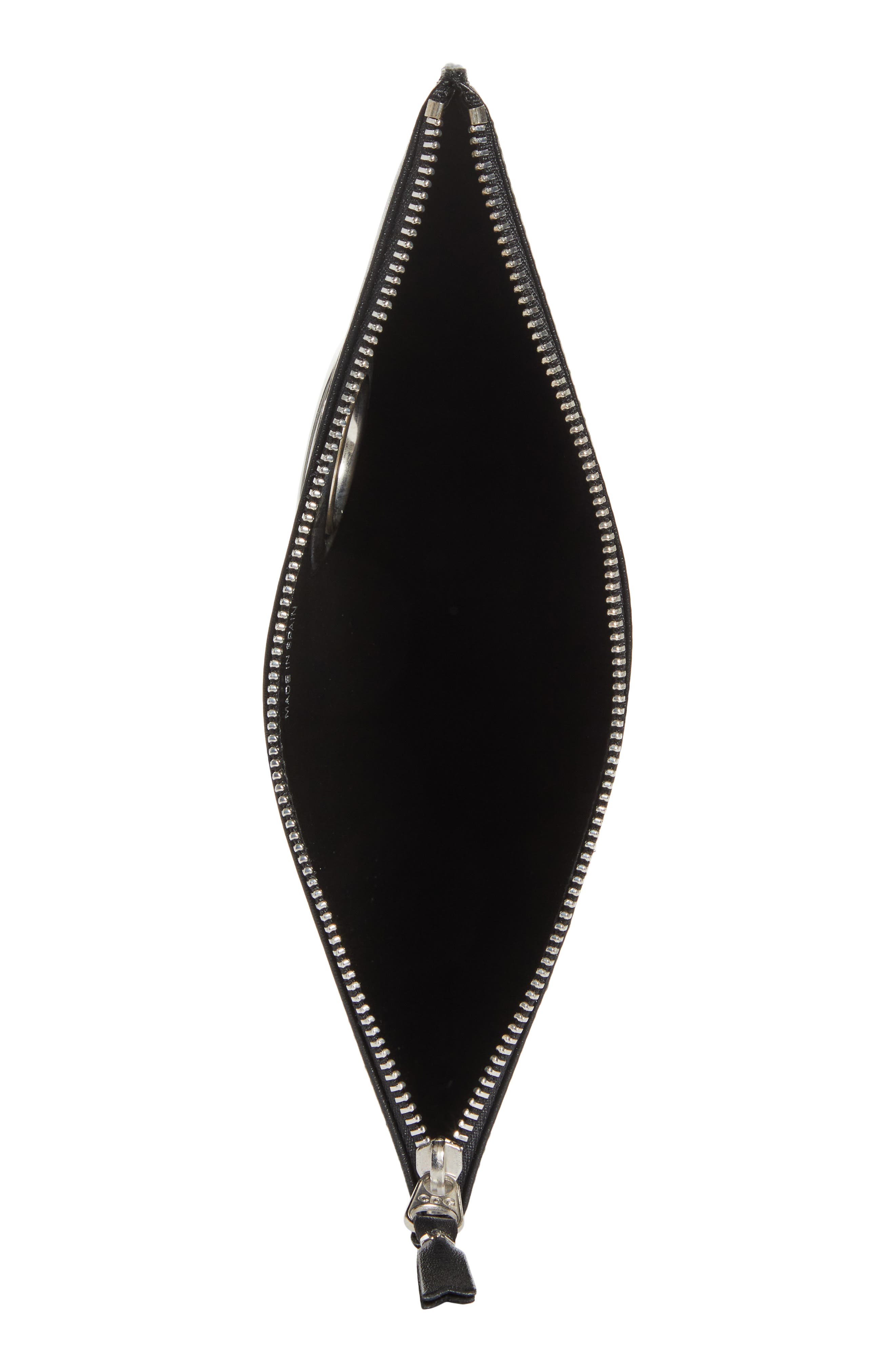 Comme des Garçons Wallets Large Eyelet Leather Zip Pouch, Alternate, color, Black