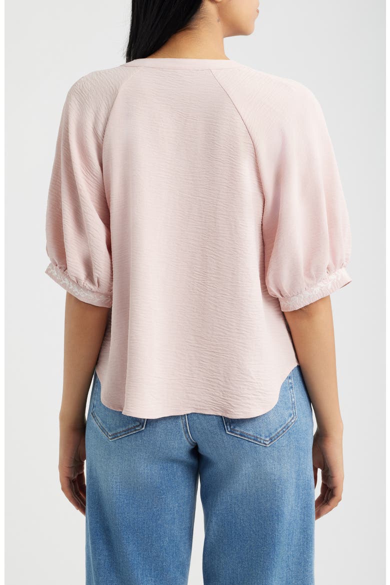 Embroidered Button-Up Top, Alternate, color, DUSTY PINK/ WHITE