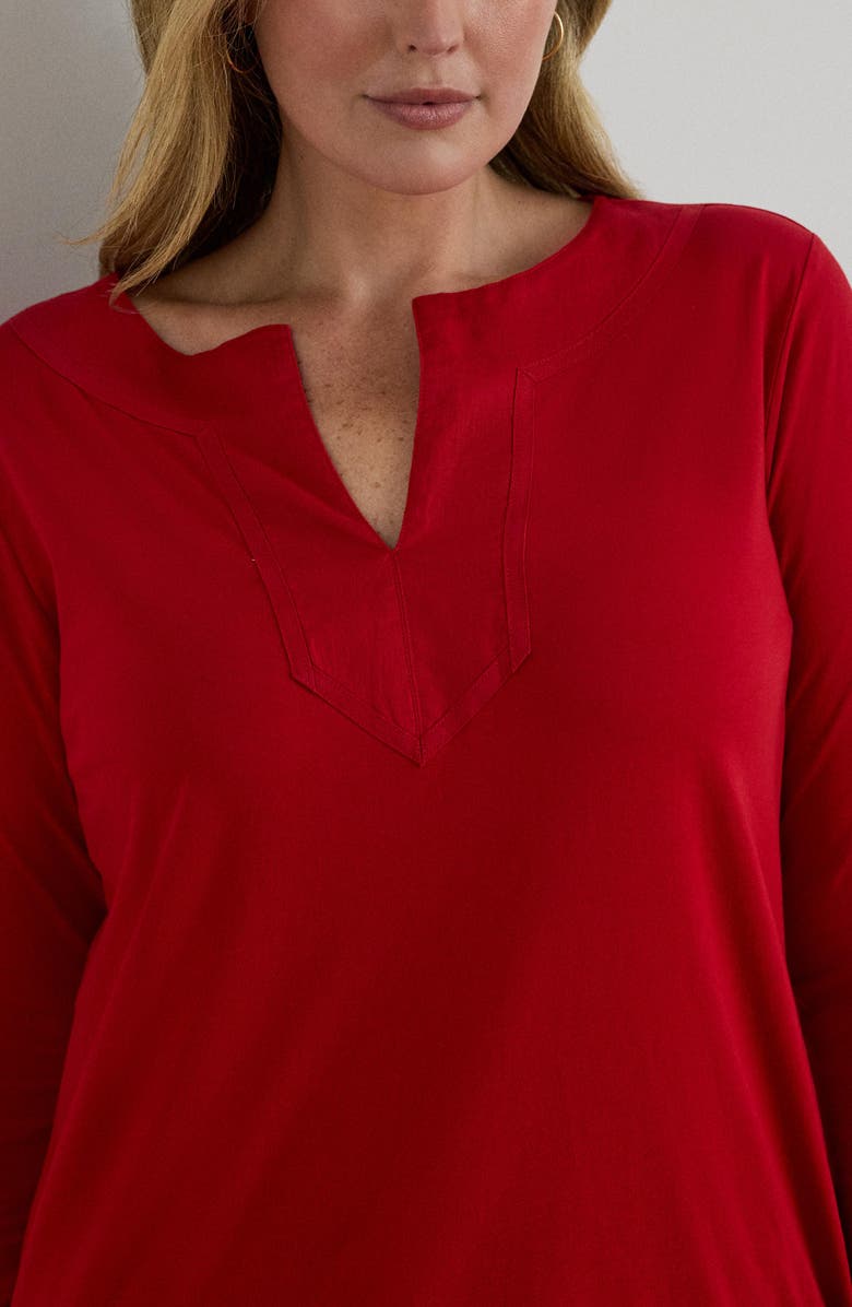 Lauren Ralph Lauren Krystol Split Neck Tunic, Alternate, color, Ralph Red