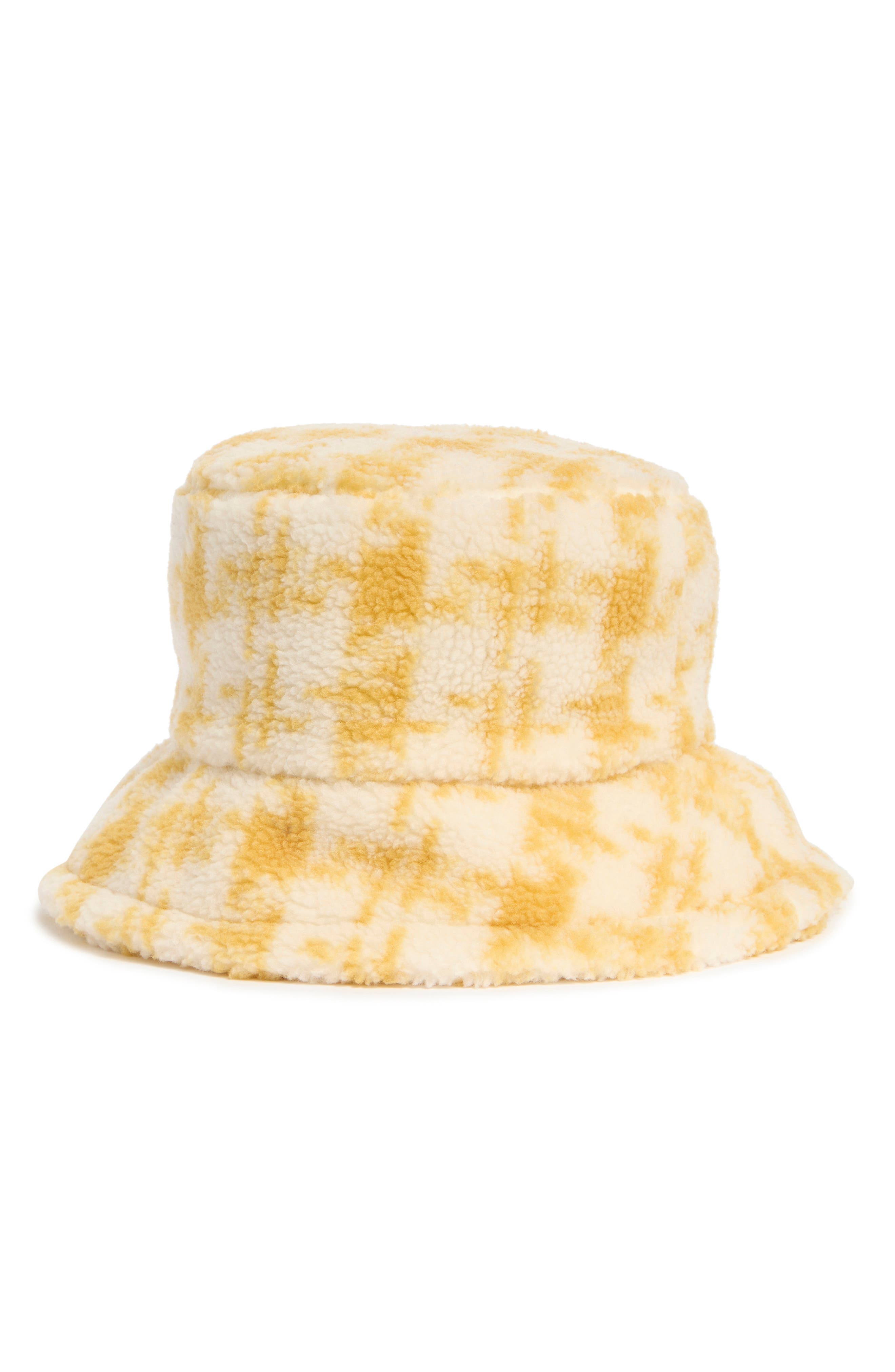 AREA STARS Houndstooth Faux Shearling Bucket Hat