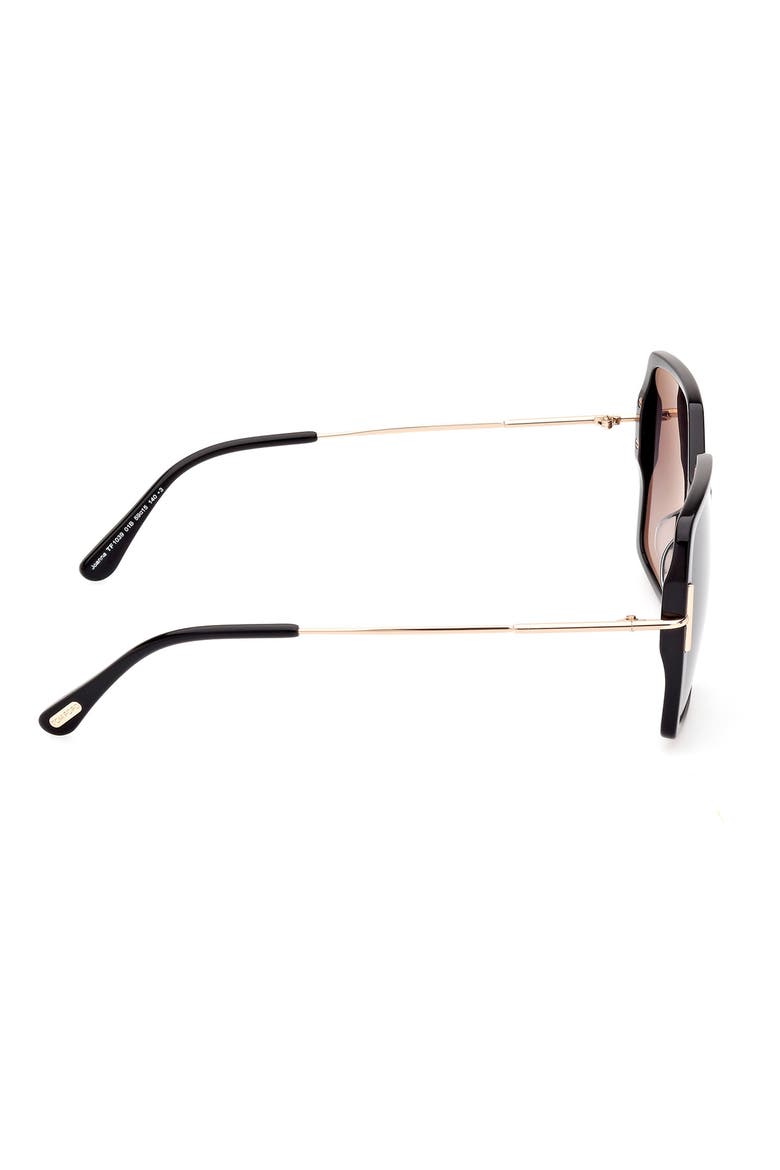 Joanna 59mm Gradient Butterfly Sunglasses, Alternate, color, SHINY BLACK ROSE GOLD / SMOKE