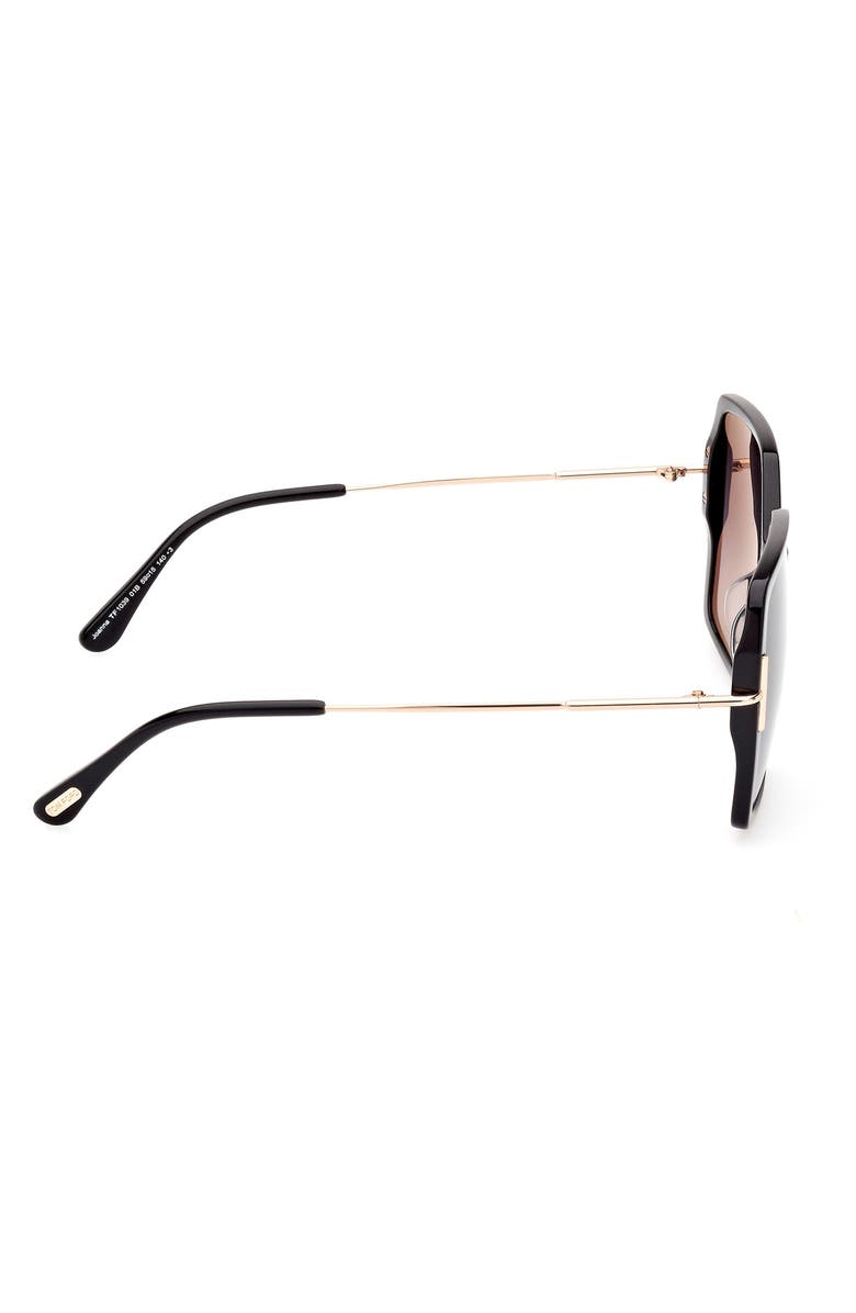 TOM FORD Joanna 59mm Gradient Butterfly Sunglasses, Alternate, color, Shiny Black Rose Gold / Smoke