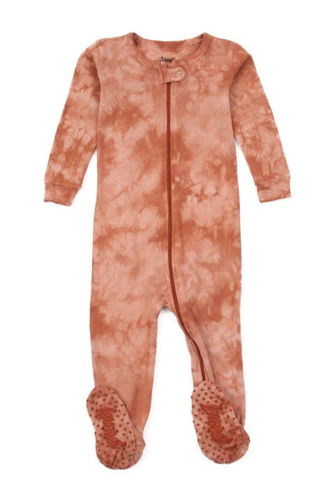 Footed Printed Cotton Pajamas, Solids, Stripes & Tie Dye