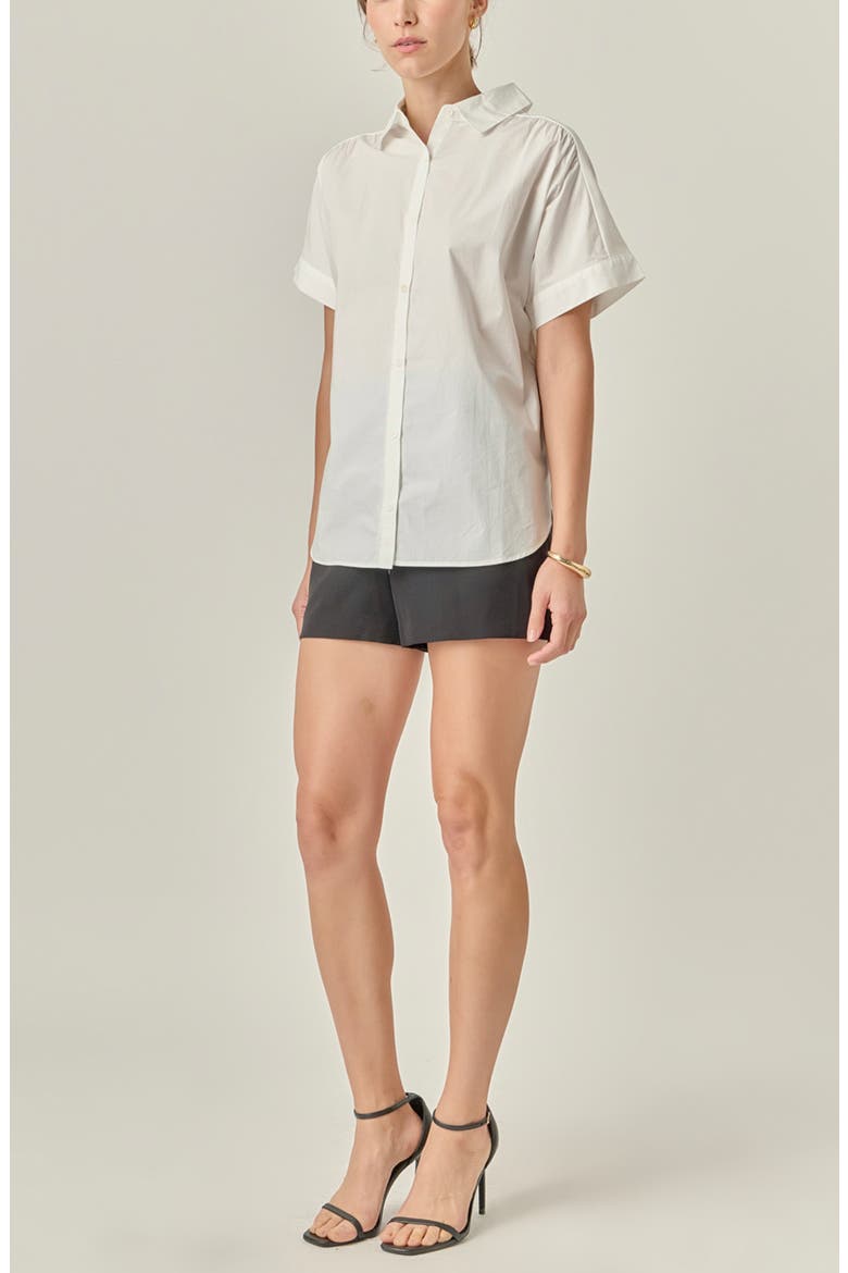 Mixed Media Button Front Top, Alternate, color, WHITE