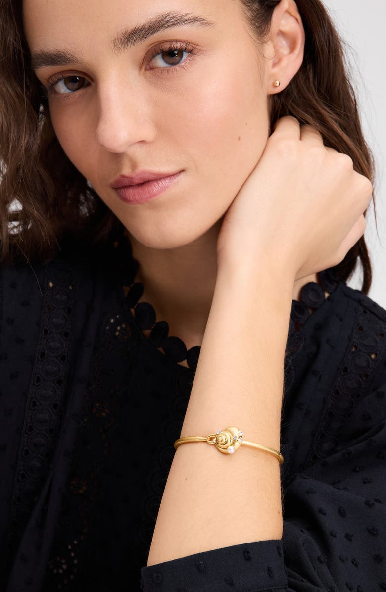 Kate Spade New York beachside bangle bracelet, Alternate, color, Clear/ Gold.