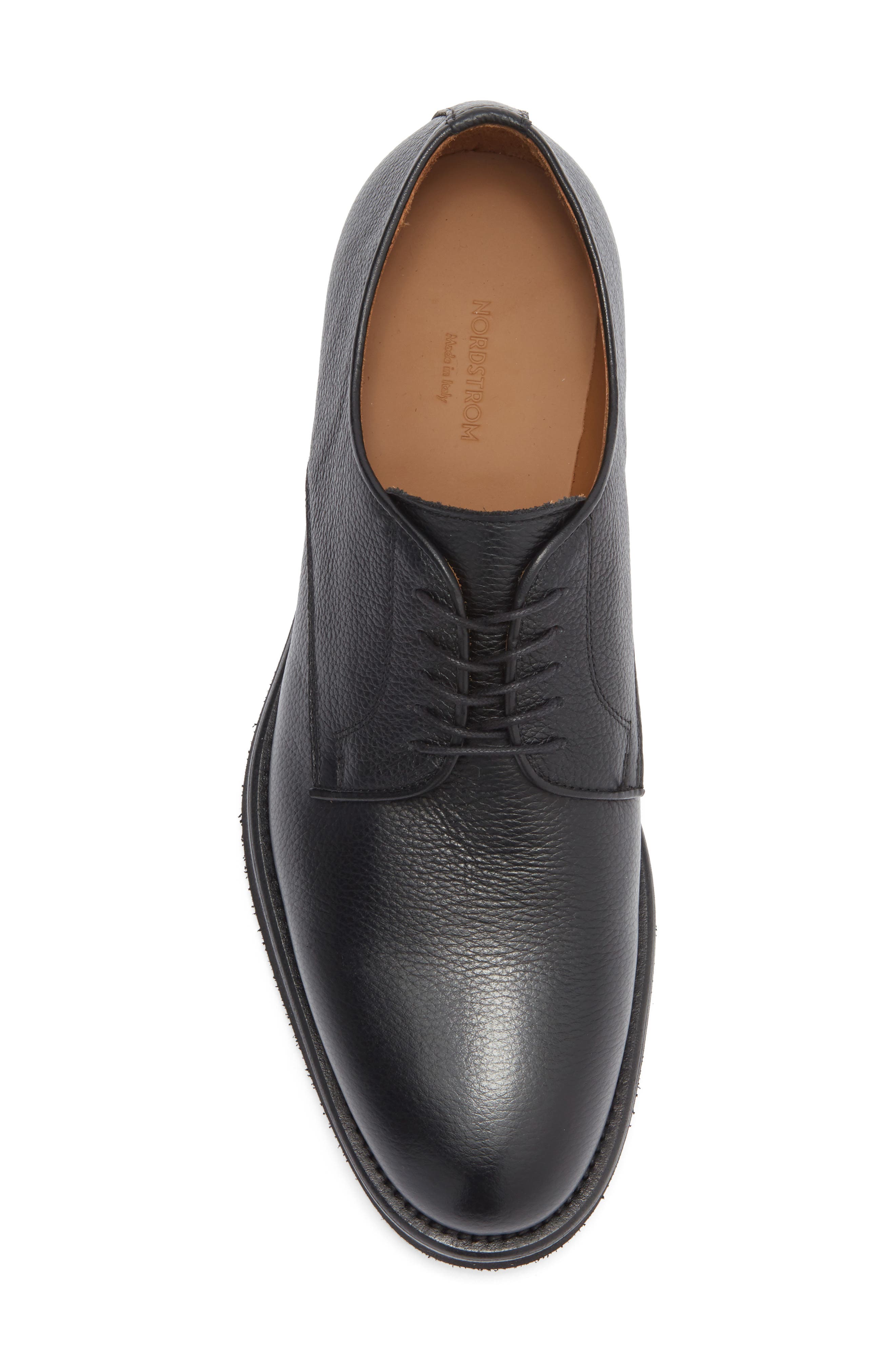 Nordstrom Italian Collection Collodi Plain Toe Blucher Derby, Alternate, color, Black Leather