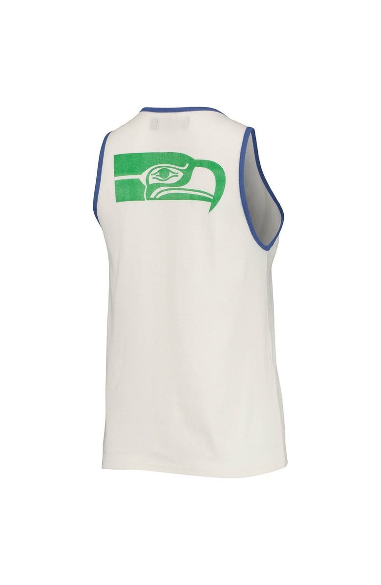 Junk Food Women's Junk Food White/Royal Seattle Seahawks Throwback Pop Binding Scoop Neck Tank Top, Alternate, color, White