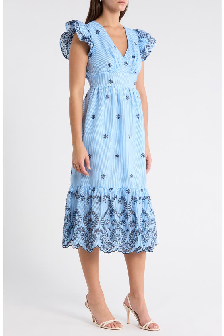 Joliet Stripe Eyelet Zayla Midi Dress, Alternate, color, BLUE-WHITE