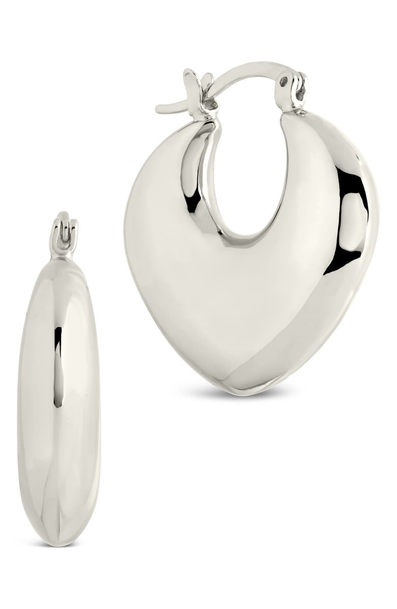 Sterling Forever Kylie Chunky Tube Hoop Earrings, Main, color, Silver