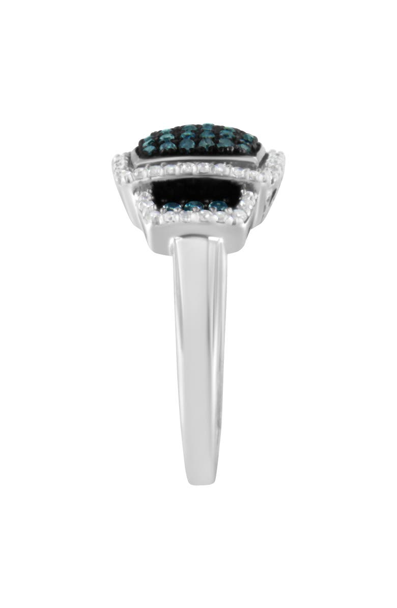 Haus of Brilliance Black Rhodium Plated Silver 1/2 Cttw White & Blue Diamond Square Cocktail Ring, Alternate, color, White