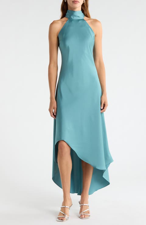 Tie Back Sleeveless High/Low Satin Gown
