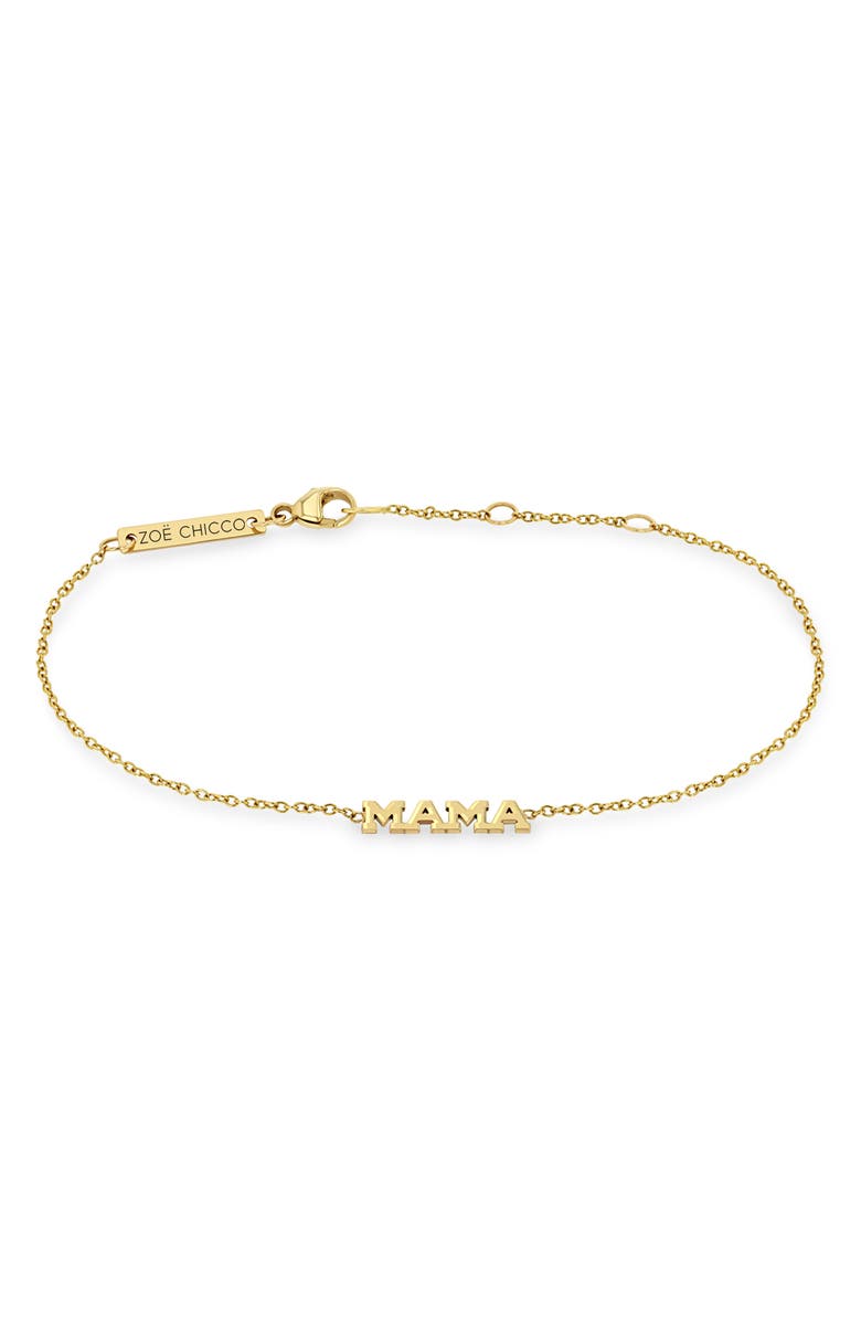 Zoë Chicco Mama Pendant Bracelet, Main, color, 14K Yellow Gold